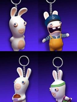 Les Lapins Crétins porte-clés avec figurine anti-stress 6 cm