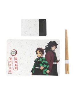 Demon Slayer Plaque Sushi et baguettes ensemble en céramique Tanjiro & Giyu